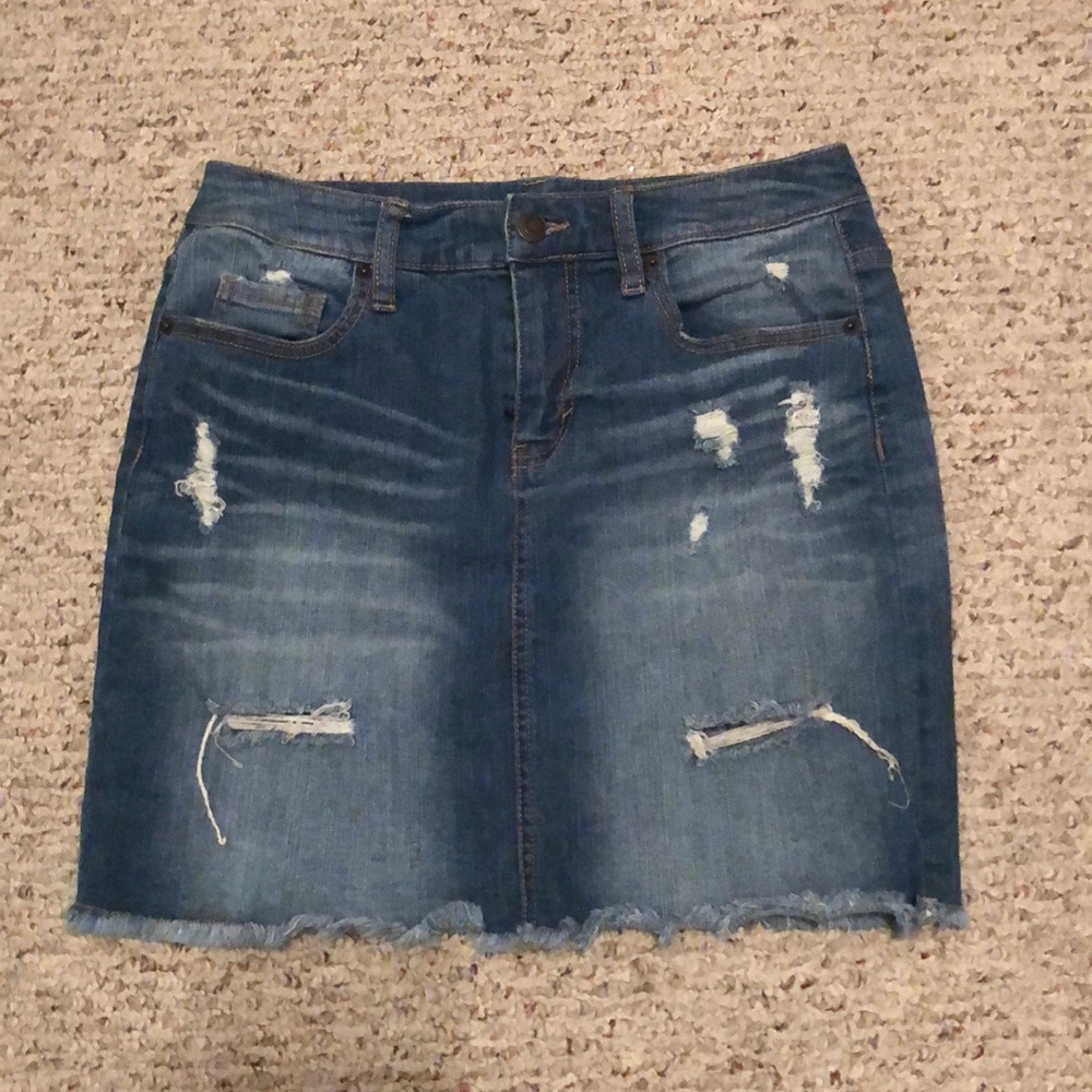 Distressed jean skirt, Size 6